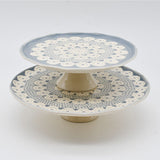 Petite assiette en céramique bleue I Motifs dentelles portugaises #DRAFT Plateau à dessert "Renda" - Gris
