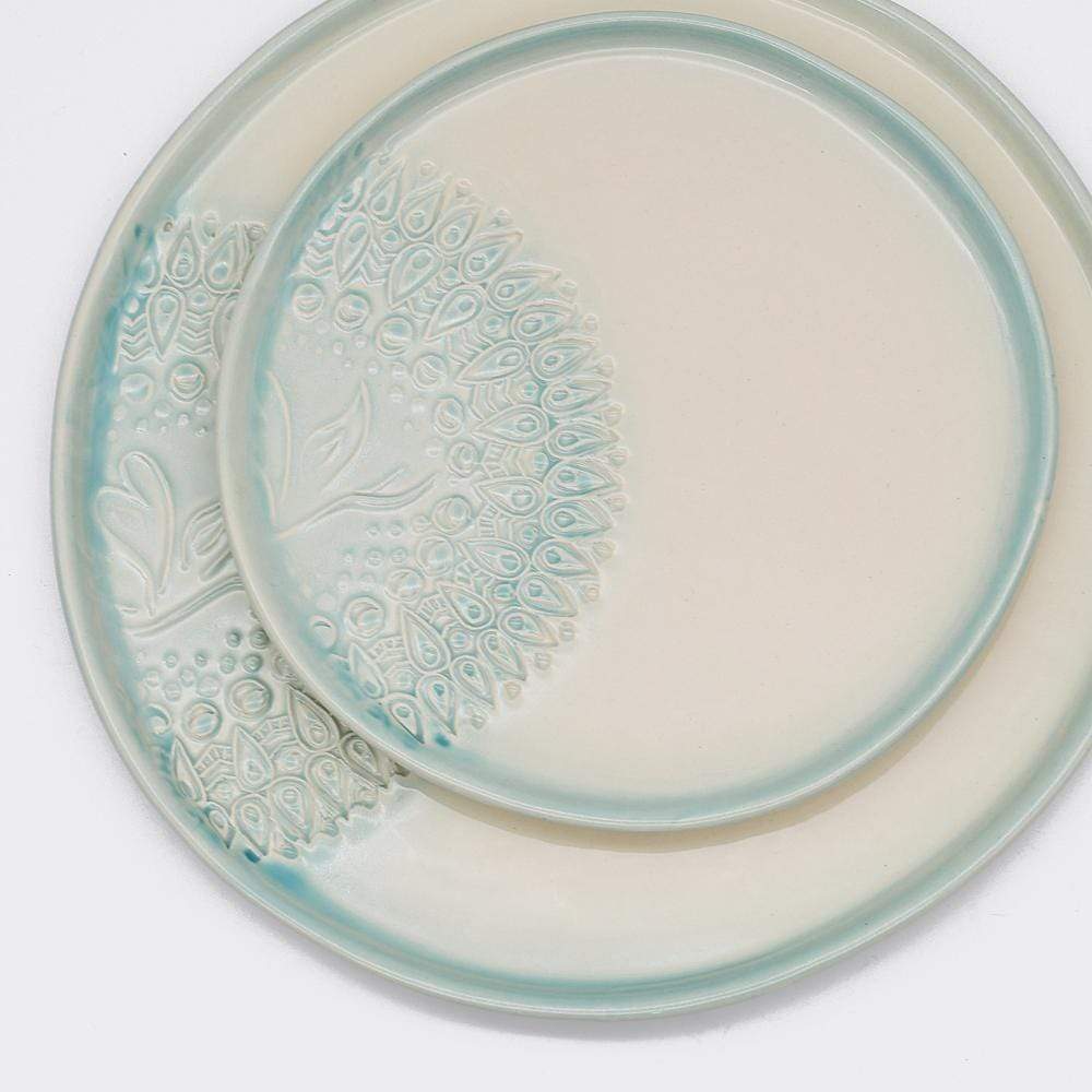 Teller "Estrela do mar" grün und weiß - 20cm