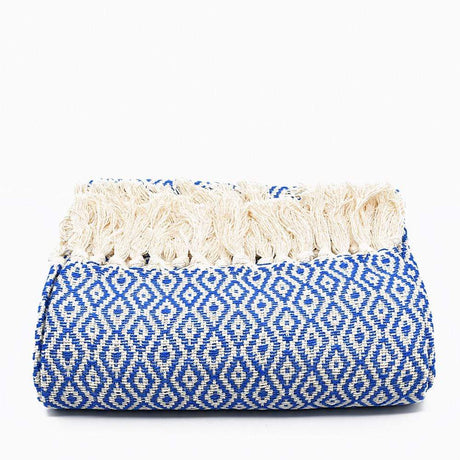 Plaid à franges en coton Bleu Cobalt Plaid à franges en coton 200x135 - Bleu Cobalt