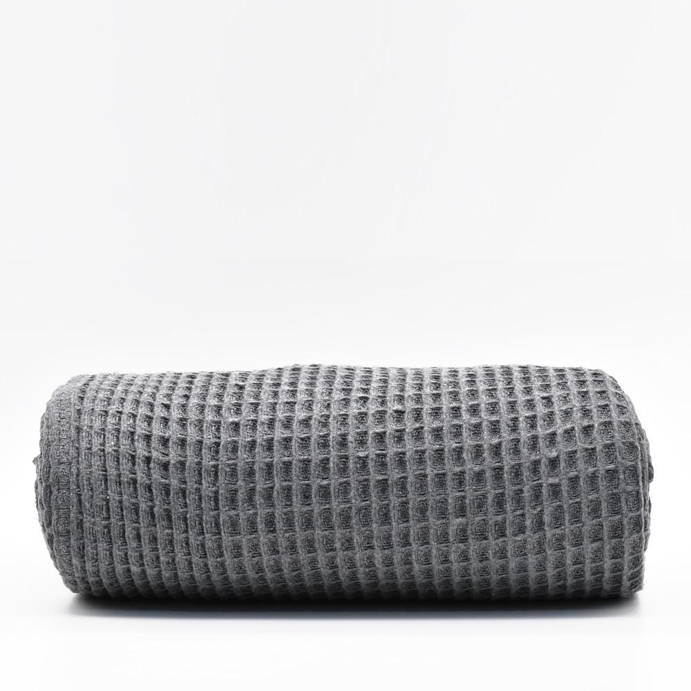 Plaid à franges en coton gaufré Gris foncé Plaid à franges en coton gaufré 200x140 - Gris foncé