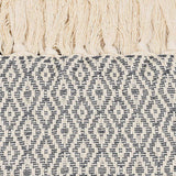 Plaid artisanal en coton portugais I Gris foncé et Beige Plaid à franges en coton 200x135 - Gris foncé
