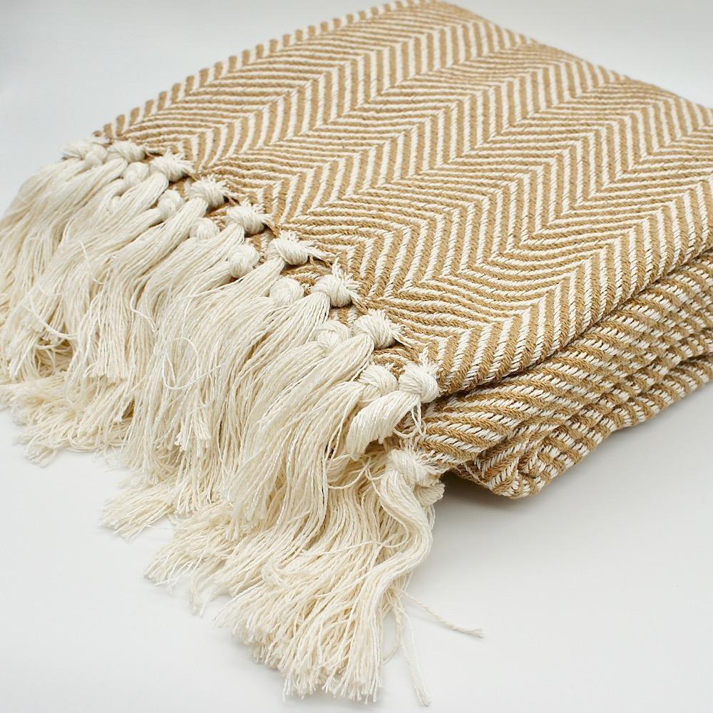 Plaid en coton motifs chevrons I Artisanat du Portugal en ligne Plaid en coton "Chevrons" 200X135