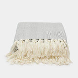 Plaid en coton motifs chevrons I Artisanat du Portugal en ligne Plaid en coton "Chevrons" 200X135 Gris clair