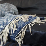 Plaid en laine Bleu et Beige