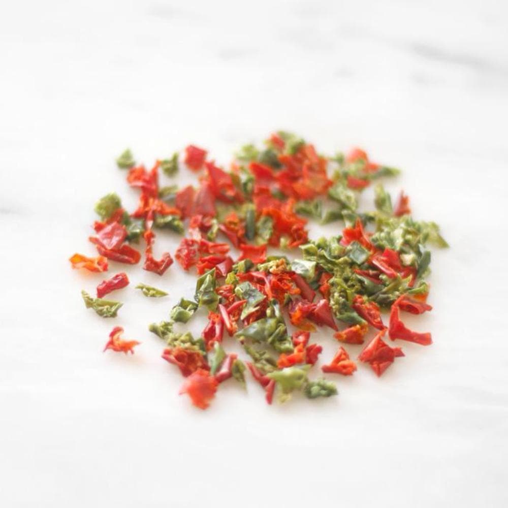 Tube of dehydrated Red and Green Peppers