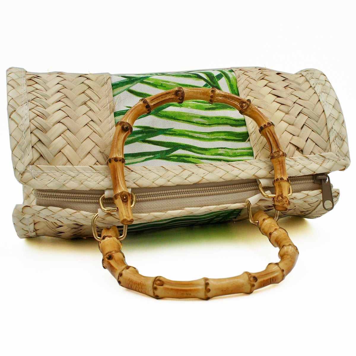 Braided straw handbag