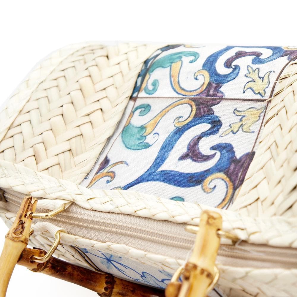 Braided straw handbag