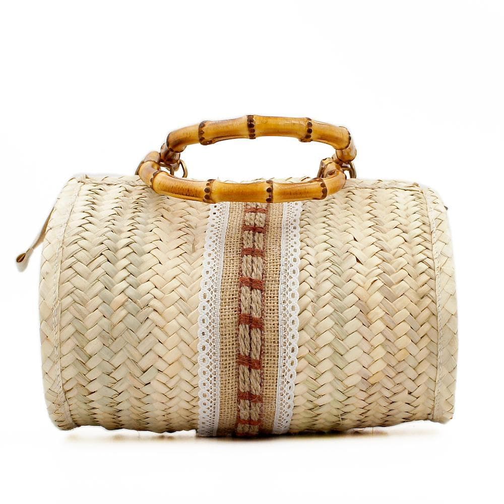 Braided straw handbag