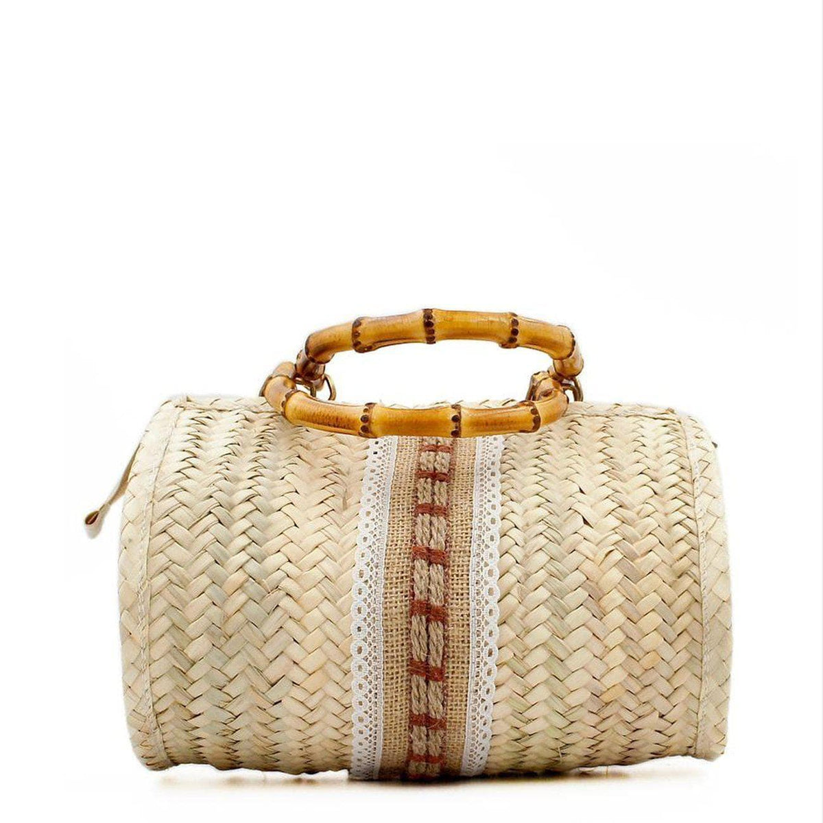 Braided straw handbag