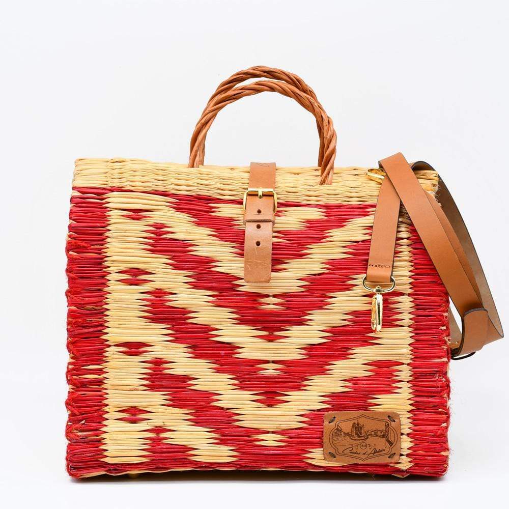 Reed Shopping Bag 11.8'' -  Red & Natural