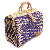 Sac cabas en osier (jonc) 30cm - Violet & naturel