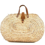 Oval woven straw bag