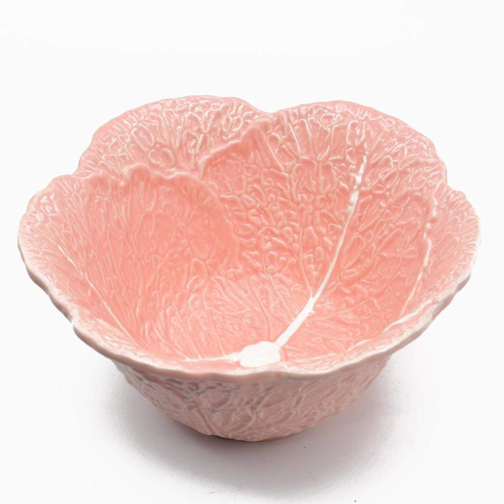 Saladier en forme de chou rose I Vaisselle traditionnelle portugaise Saladier haut en céramique "Couve" - Rose