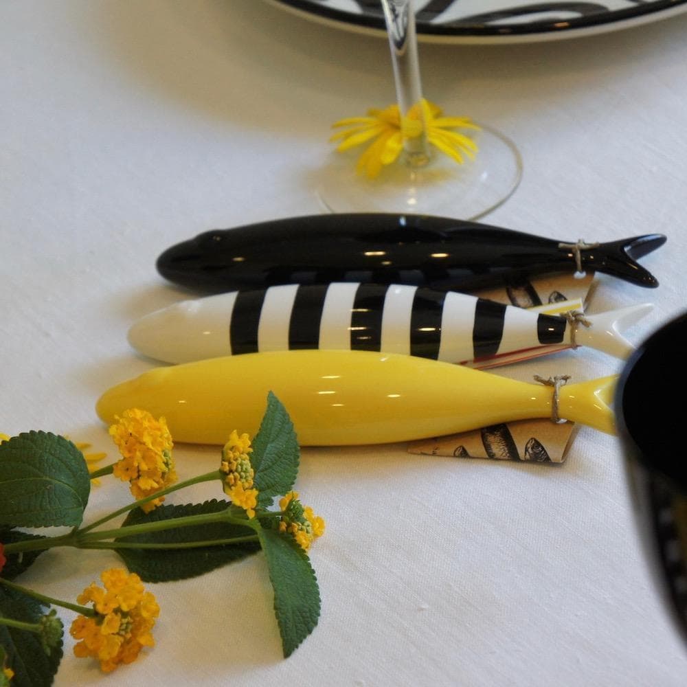 Ensemble de 2 sardines en céramique - Jaune