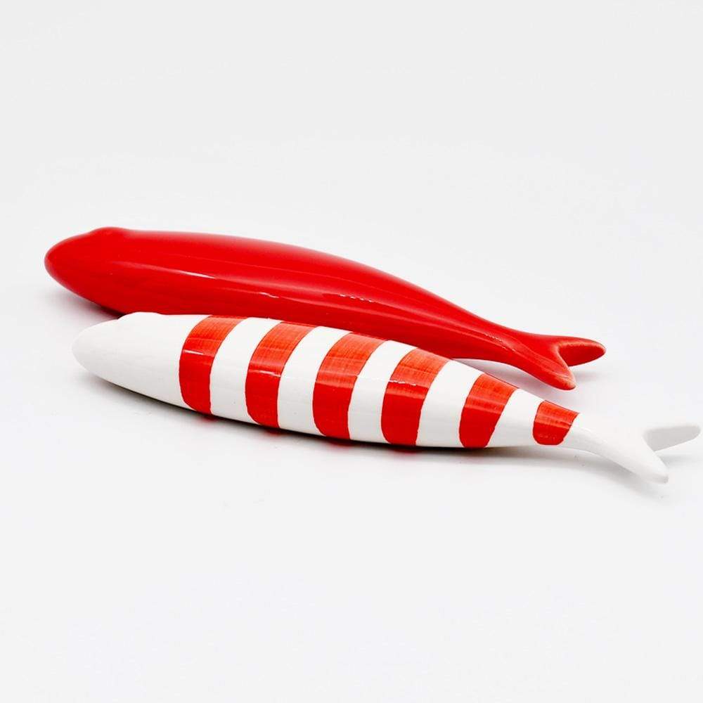 Set of 2 ceramic Sardines - Red