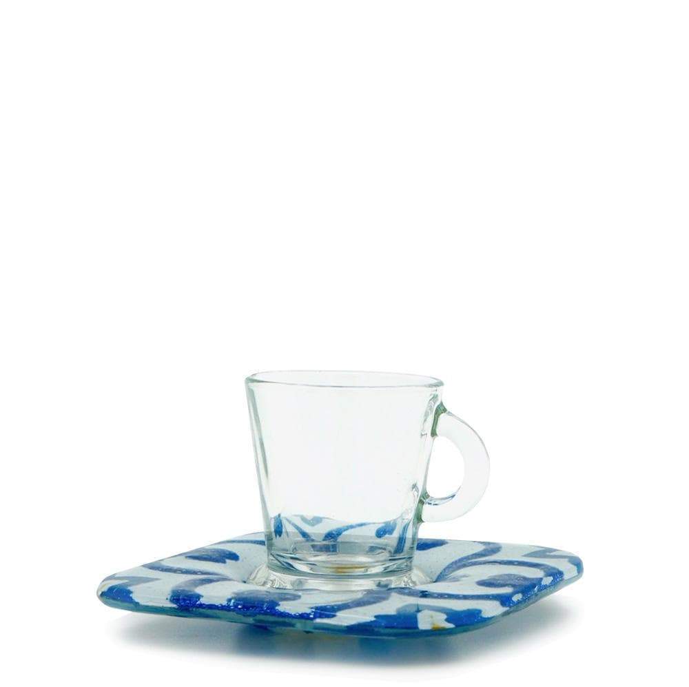 Tasse et sous tasse en verre fusionné "Azulejos"