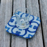 Tasse et sous tasse en verre fusionné "Azulejos"