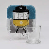 Fused glass cup and saucer "Electrico 28"