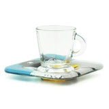 Fused glass cup and saucer "Electrico 28"