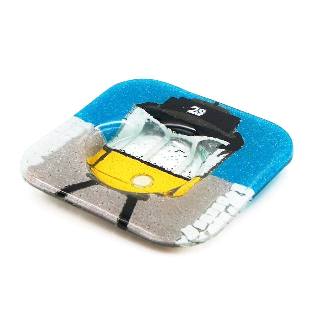 Fused glass cup and saucer "Electrico 28"