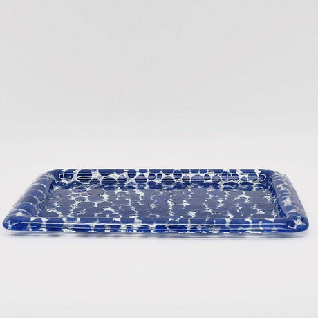 Vase en verre de Marinha Grande I Artisanat portugais plateau en verre bleu