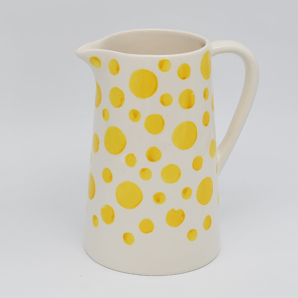 Vase unique en céramique Bleue cobalt Carafe à pois en céramique - Jaune