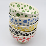 Vase unique en céramique Bleue cobalt Saladier à pois en céramique - Jaune
